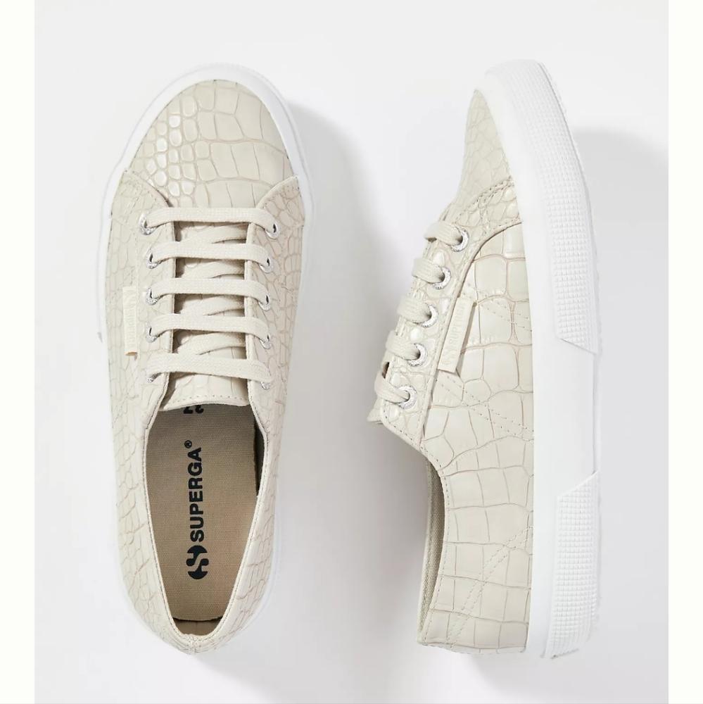 Superga 2750 Embossed faux crocodile sneakers -Taupe